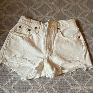 Levi 501 White Jean Shorts